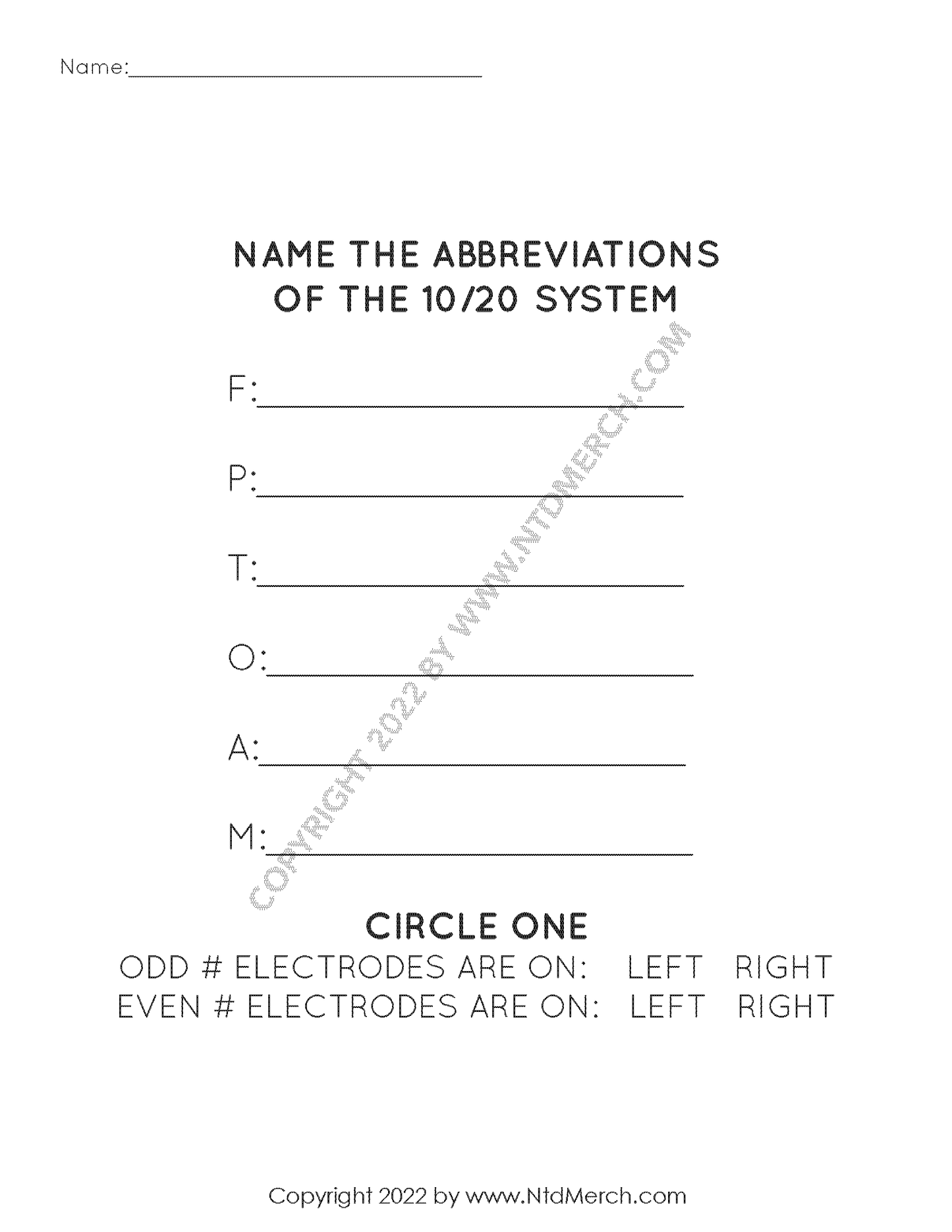 10/20 EEG System Study Set #1